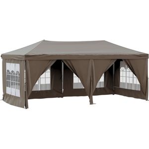 vidaXL Partytent inklapbaar met zijwanden 3x6 m taupe - Partytent - Partytenten - Prieel - Gazebo