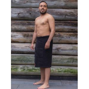 Sauna handdoek heren zwart - omslagdoek met klittenband