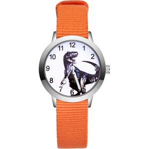 Dinosaurus Horloge | Oranje | Nylon | Ø 30 mm | Fashion Favorite