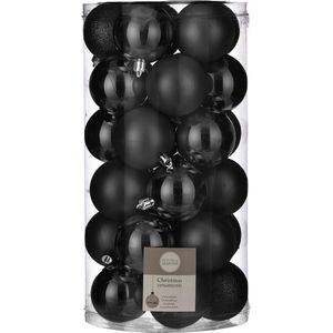 60x stuks kunststof kerstballen zwart 6 cm - Onbreekbare kerstballen 6 cm