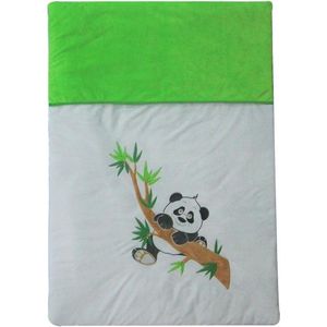 Panda - Ledikant dekbed 120 x 80 cm - Wit/Groen