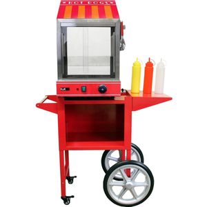 KuKoo Hotdog Machine & Kar - 95x41x150 cm - Incl. Tang + Sausflessen - 220-240V 100 Worsten & 30 Broodjes - Evenement Bruiloft