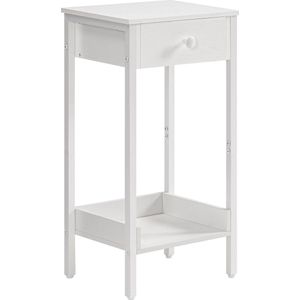 Hoge tafel, nachtkastje, salontafel, metalen frame, stabiel en duurzaam, ruimtebesparend, industriële stijl, wit