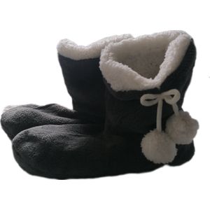 Dames - Pantoffels - Sloffen - Soft - Boots - Apollo - Antislip - Kleur Antraciet - Maat 40/42 - Cadeau - Kerst