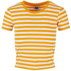 Urban Classics - Short Striped Crop top - XL - Wit/Oranje