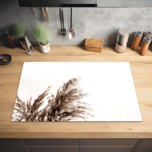 KitchenYeah® Inductie beschermer 81.6x52.7 cm - Pampas pluimen - Natuur - Pampasgras - Kookplaataccessoires - Afdekplaat voor kookplaat - Inductiebeschermer - Inductiemat - Inductieplaat mat
