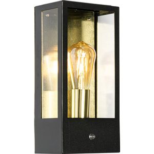 QAZQA rotterdam - Industriele Wandlamp voor buiten - 1 lichts - D 11 cm - Zwart Goud - Industrieel - Buitenverlichting