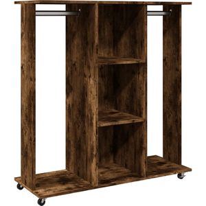 vidaXL - Kledingkast - met - wielen - 102x38x110 - cm - bewerkt - hout - gerookt - eiken