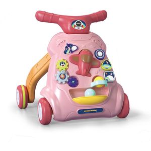 Cabino 2 in 1 Baby Walker / Loopwagen - Educatief Baby Speelgoed - Licht & Geluidseffecten (9 tot 36 Maanden) - Roze