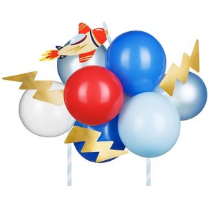 Partydeco - Ballon Cake Topper Birthday Vliegtuig (29 cm) (Robin)