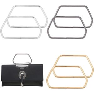 Metalen Portemonnee Handgrepen - 6 Stks, 3 Kleuren, 2.56 Inch Trapeziumvormig Zeshoekig - Vervanging voor Tas Making