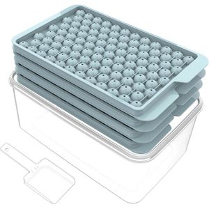 Mini ijsblokjesbakjes voor vriezer - 4 stuks kleine ijsblokjesvorm met deksel - 104 x 4 stuks geplette ijsbakjes - gemakkelijk los te laten - BPA-vrij voor het koelen van dranken - koffie Ice Pop Mold