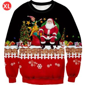 Kersttrui - Heren - Foute Kersttrui - Christmas Sweater - Kerst Sweater - Christmas Jumper - Pyjama - Maat XL - Kerstman En Elf