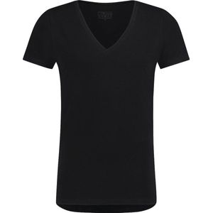 T-shirt Diepe V Hals Stretch Zwart 8-pack -L