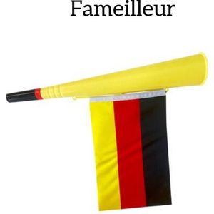 Fameilleur toeter met vlag België Ek 2024- feest artikelen- stadion Europees kampioenschap- Belgische- Belgium- vieren- verkleed accessoires- verkleden- thema- feest