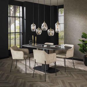 Hoyz Collection - Eetkamertafel 180 Kolom Ceramic - Ceramic Natural Black