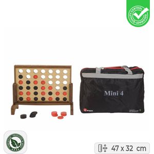 Ubergames - Bordspel - Luxe Vier-op-een-Rij in Opbergtas - Topkwaliteit hardhout - 47 x 32 cm