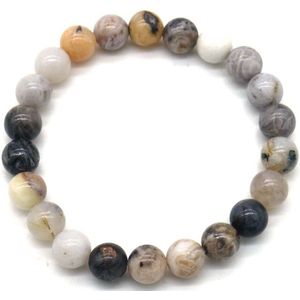 Armband - Bamboe - Bamboo 8 mm - Elastisch - Lengte 19 cm - Unisex
