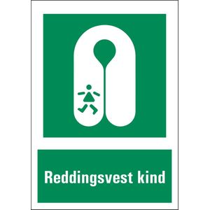 Reddingsvest kind bord met tekst 148 x 210 mm