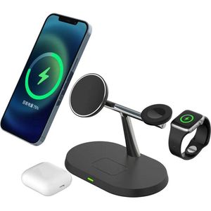 BAIK TECH 3-in-1 Draadloze Oplader Magsafe - Oplaadstation voor iPhone 12, 13, 14, 15, Apple Watch, Airpods - 15W Snellader - Qi Wireless Charger - Lader iPhone