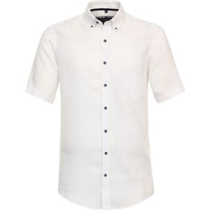 Casa Moda Wit Linnen Overhemd Korte Mouw Button Down Boord - L