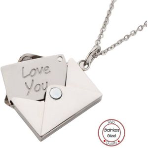 I Love You | Leuke Ketting voor Hem en Haar | Zilverkleurig | Envelop | Relatie Geschenk | Relatie Koppel Cadeau | Cadeautje voor vrouw | Romantisch Cadeau