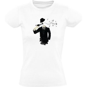 Man zonder hoofd Dames T-shirt - muziek - trompet - muzieknoten - jazz - geluid - sound