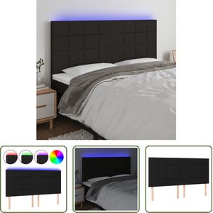 The Living Store Hoofdeind LED Zwart - 160 x 5 x 118/128 cm - verstelbaar - duurzaam - kleurrijke LED-verlichting - snijdbare LED-strip