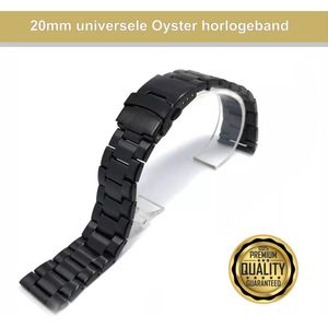 20mm Zwarte Oyster Horlogeband universeel - Band aanzet 20 mm - Horlogebandje RVS316l | ook voor de volgende smartwatches geschikt Samsung ,Huawei, ticwatch Amazfit ,Honor