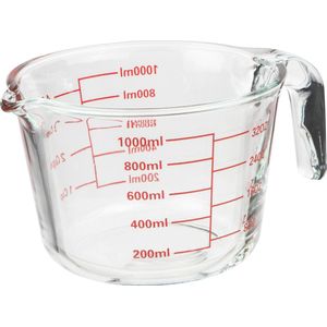 Glazen maatbeker 1 liter hittebestendig - Maatbekers van glas - Vloeistoffen afmeten