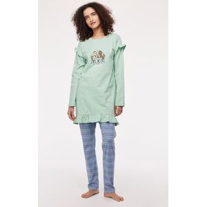 Woody - Dames Pyjama - Zachtgroen - L