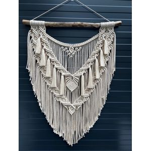 Grote Macrame muur opknoping Hanimeli * Home Decor * muur opknoping * Makramé muur * muur tapijt * Bukuri Decor - 057 Ecru