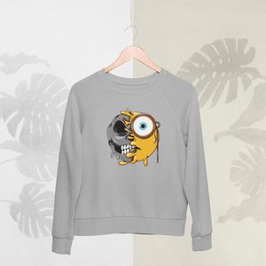 Feel Free - Halloween Sweater - Smiley: Lachend Gezicht Met Hart-Ogen - Maat L - Kleur Grijs