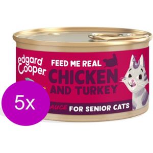 5x Edgard & Cooper Senior Chunks Kip & Kalkoen - Kattenvoer - 85g
