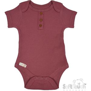 100% katoenen Romper Met Fijn Rib en Decoratieve Knoopjes Unisex 100% Katoen Kleur Deco Rose Maat 56/62 0-3 MND OEKO-TEX STANDARD 100