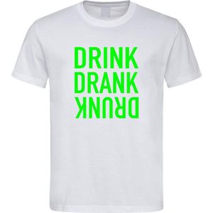 Wit Fun T-Shirt met “ Drink. Drank, Drunk “ print Groen  Size XL