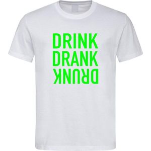 Wit Fun T-Shirt met “ Drink. Drank, Drunk “ print Groen  Size XXXXL