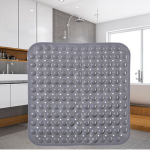Badmat - Douchemat met Antislip voor Douche - Vierkante antislipmat- Douchemat met zuignappen - 54 x 54 Cm. - Grijs