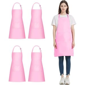 4 stuks koksschort, zwart schort voor mannen en vrouwen, waterdicht schort met 2 zakken, verstelbare nekband schort voor keuken, koken, bakken, tuin, barbecue