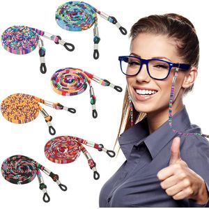 Multicolor gevlochten barille-ketting voor dames - set van 6 - 5 mm - brilhouderketting - zonnebril - leesbril - veiligheidsbril - brilband Brillenkoord