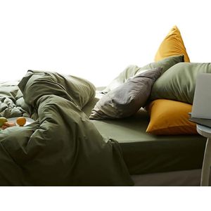 Beddengoedset, 140 x 200 cm, effen, dekbedovertrek met kussensloop 70 x 90 cm, 100% zachte en aangename microvezel, 2-delig beddengoed met ritssluiting, voor eenpersoonsbed
