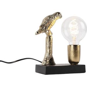 QAZQA pajaro - Art Deco Tafellamp - 1 lichts - H 230 mm - Zwart Goud - Woonkamer | Slaapkamer