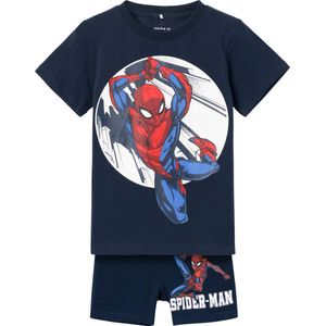 Name It Kinder Pyjama Jongens Kort Blauw Spiderman - Maat 98/104