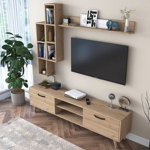 Emob- TV Meubel Wren TV-meubel | Breedte | Noten Kleur - 180cm - Bruin