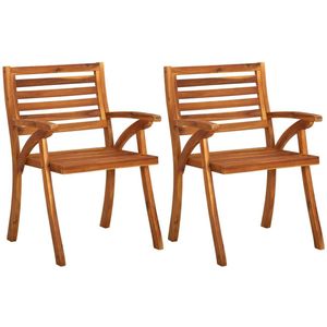vidaXL Eetkamerstoel - Eetkamerstoelen - Houten Eetkamerstoel - Houten Eetkamerstoelen - Tuinstoelen 2 st met kussens massief acaciahout