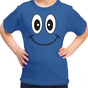 Bellatio Decorations Verkleed t-shirt voor kinderen/meisje - smiley - blauw - feestkleding 122/128