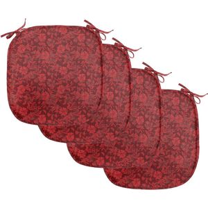 New Bed Bloem Bloemen Bladeren en Krullen Stoelkussen Set van 4, Anti-Slip Zitting Pad, 40 cm x 40 cm