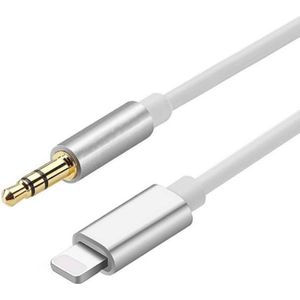 AUX kabel Ionicpods - ZILVER / WIT - 1m - Audio cable - Lightning Apple female naar 3.5mm AUX kabel voor Apple iPhone XR / XS Max / XS / 8 (Plus) / 7 / 6 + voor Apple iPad - Auto muziek kabel - Verloopkabel - AUX kabel Stereo - Verbindingskabel