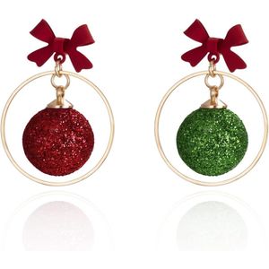 Rode en Groene Klok Oorbellen Kerstdecoratie Vlinderdas voor Vrouwen Tieners Delicate Piercing Feest Cadeau voor Beste Vriendin Meisje Nieuwjaar Metaal