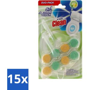 At Home - Clean - Toiletblok - 5in1 Active - Citrus Power - Neutraliseert & Reinigt - 2 Blokken - Bulkverpakking - 15 stuks